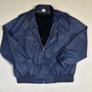 Vintage Unitog Work Jacket Men's XX Large Blue Union Made USA Bomber‎ Fur Lined